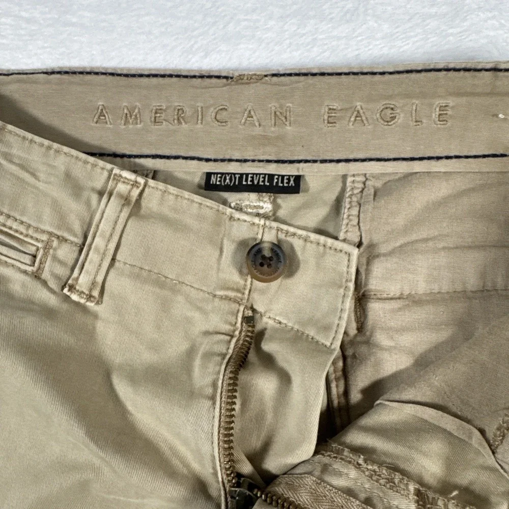 American Eagle Shorts Mens 30 Khaki Classic‎ NE(X)T Level Flex Casual Tan Cotton